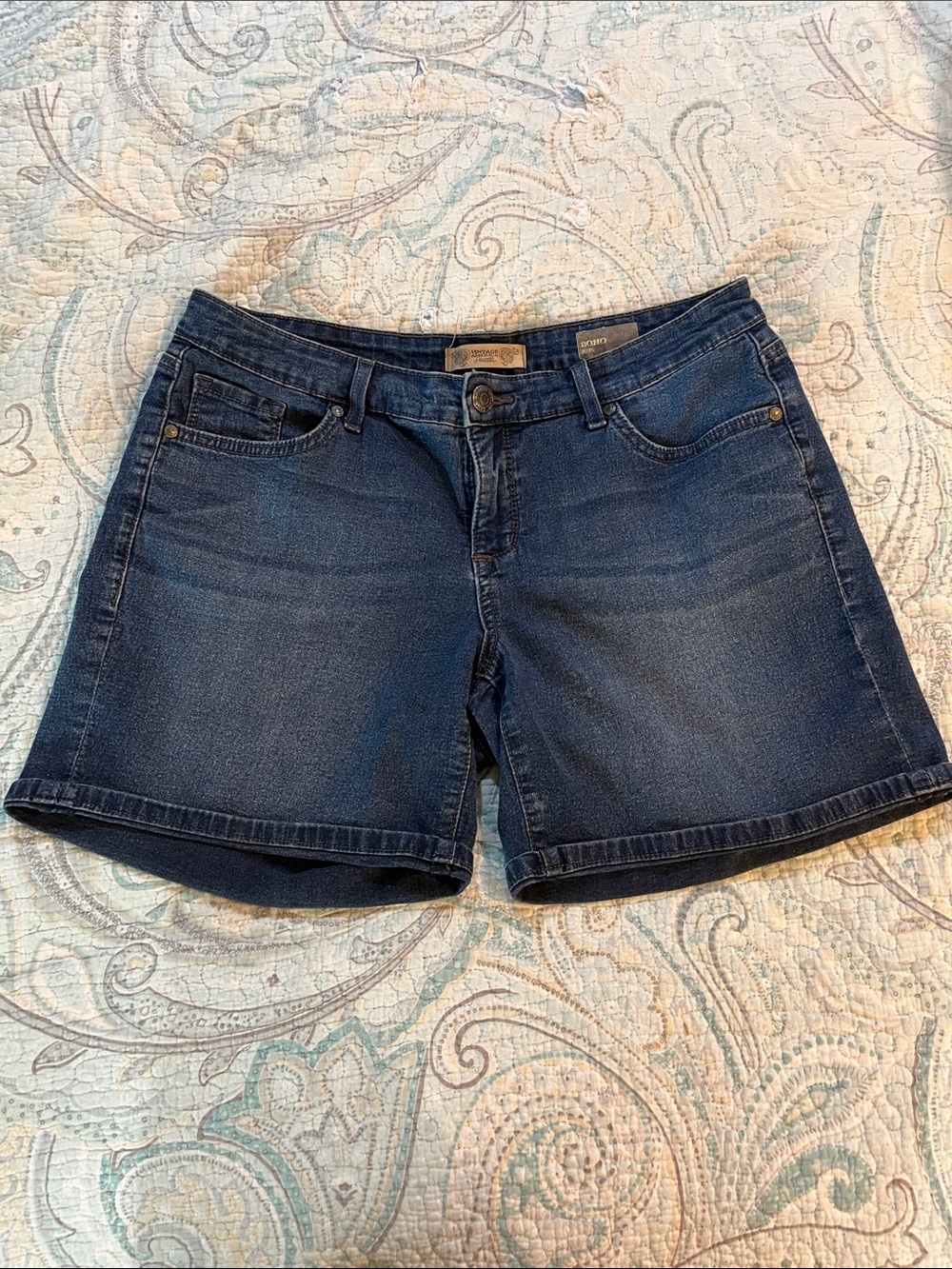 Vintage Classic Dark Blue Denim (Boho) Jean Shorts - Unbranded